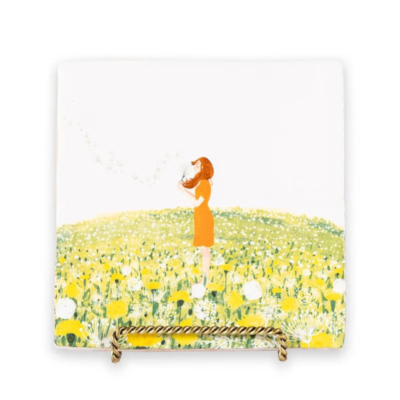 Goude tegelhouder met tegeltje erin