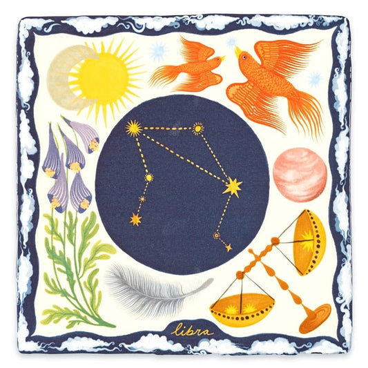 Geboortetegel sterrenbeeld Weegschaal met astrologische symbolen en decoraties