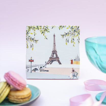 Tegeltje Parijs met Eiffeltoren tafelscène in pasteltinten