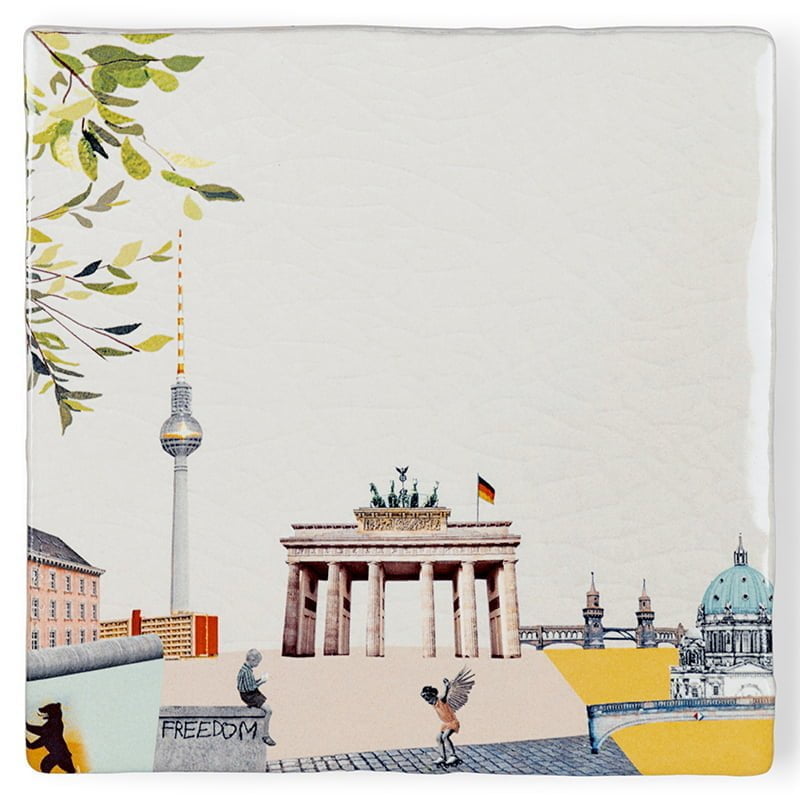 Tegeltje Berlijn met Brandenburger Tor en Fernsehturm inrichting