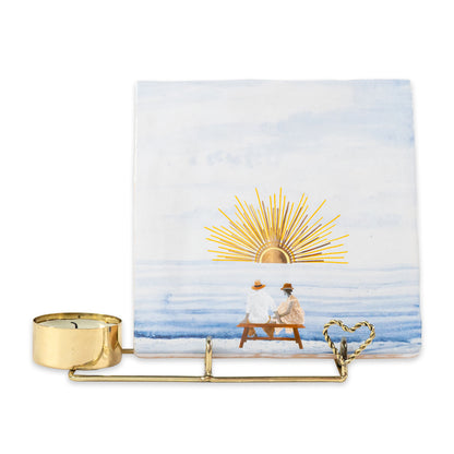 Golden Tile & Candle holder Heart
