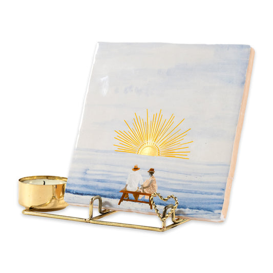 Golden Tile & Candle holder Heart