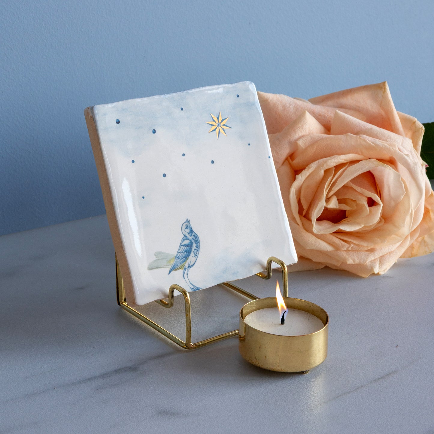 Golden Tile & Candle holder