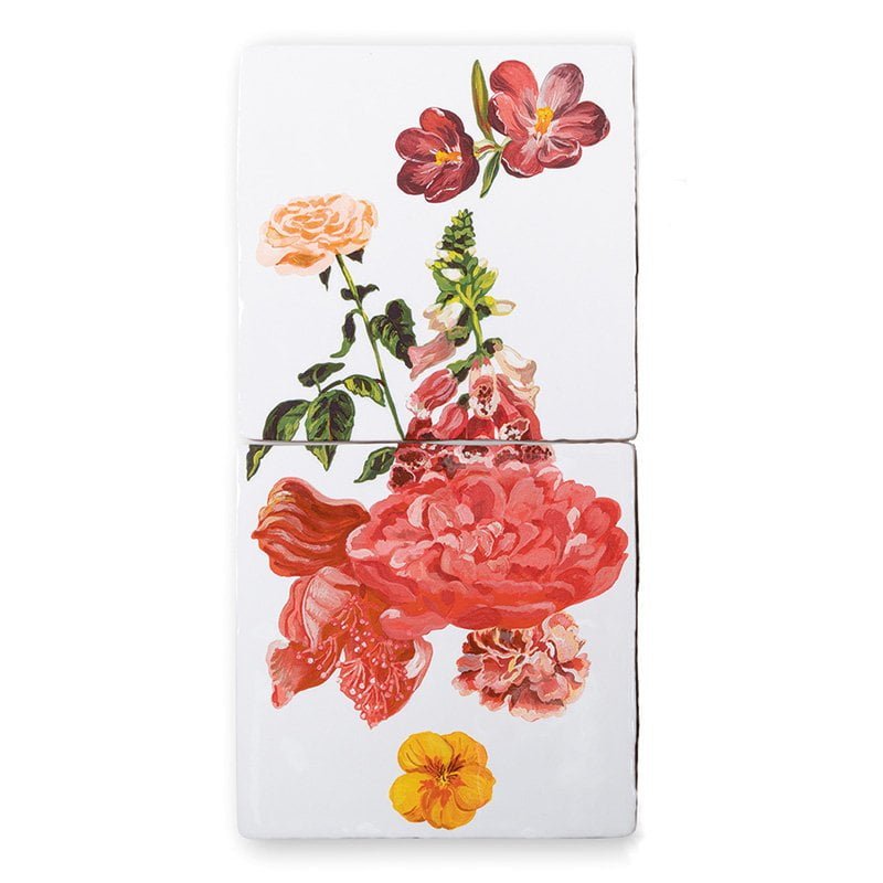 Tegeltableau kleurige bloemen