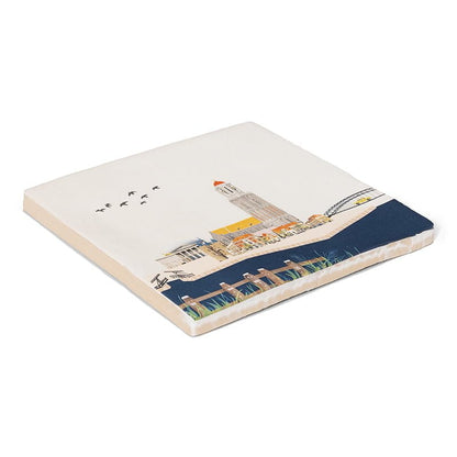 Tegel Zwolle met skyline in kunstzinnige illustratie